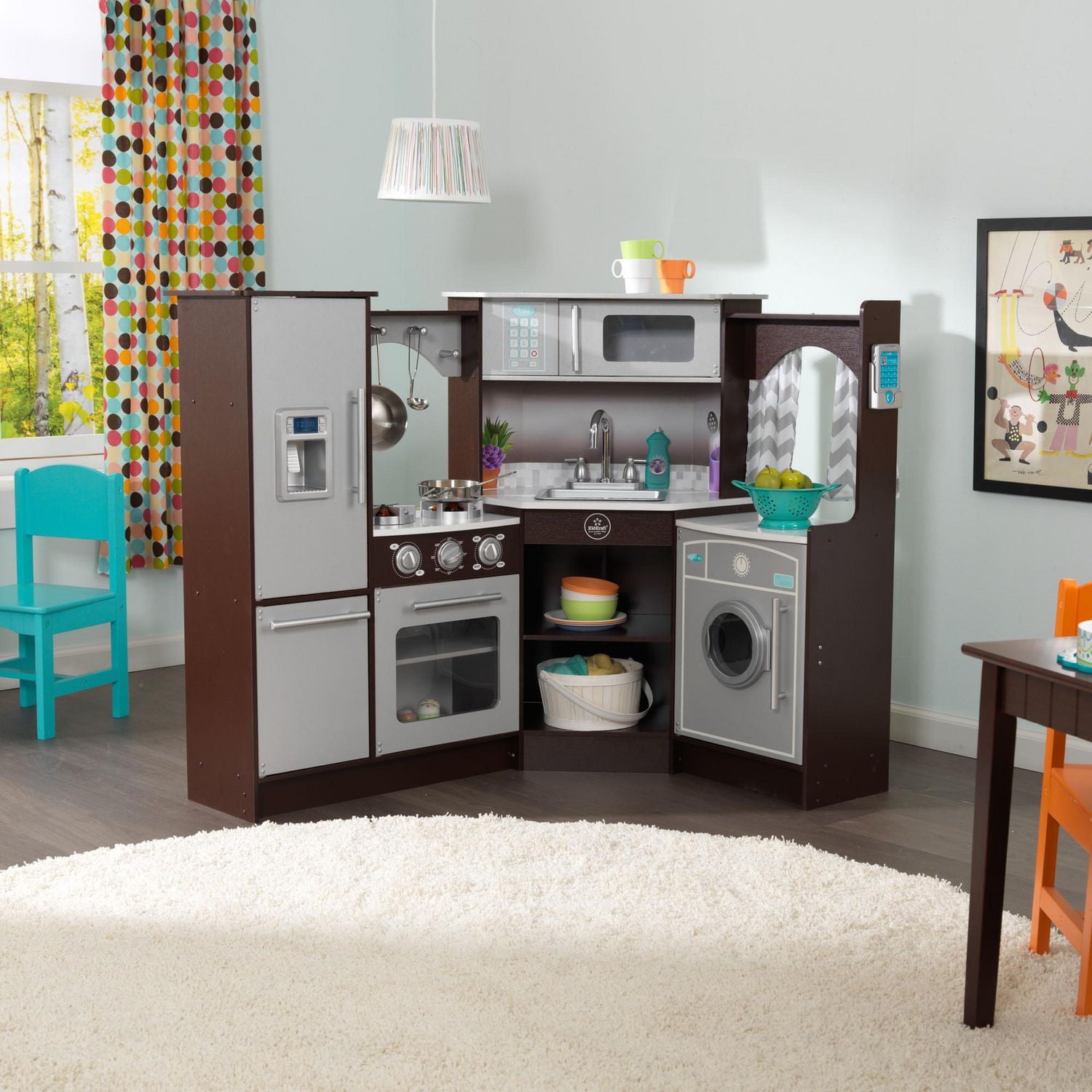 KidKraft Cuisine enfant en bois Ultimate Corner Play Kitchen avec sons et lumières