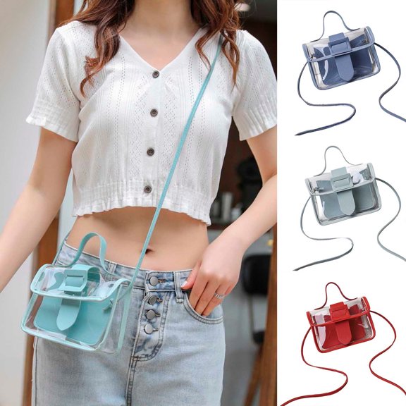 ibiyuan Clear Crossbody Bag Women Transparent Messenger Bag With Buckle Shoulder Crossbody Beach Tote Purse For Ladies Fashion Clear Concert Bag
