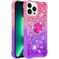 thumbnail image 3 of Cute Clear Case for iPhone 14 Pro Max with Ring Kickstand, Bling Gradient Quicksand Glitter Flowing Liquid Floating Case Cover for iPhone 14 Pro Max JB Pink Mauve, 3 of 14