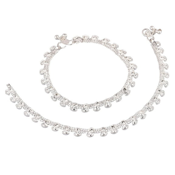 Efulgenz Indian Jewelry Boho Anklets Barefoot Sandals Ankle Bracelet Payal Anklet Set, White