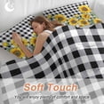 thumbnail image 5 of Sunflower Bedding 3 Piece Duvet Cover Set Queen Size, Black White Check Country Yellow Floral Soft Microfiber Comforter Cover with Zipper Closure & Pillowcases, Wrinkle & FadeResistant Quilt Cover, 5 of 9