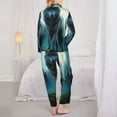 thumbnail image 3 of JUNZAN Wolf Print Womens Pajama Sets,Long Sleeve Button Down for Women Pjs 2 piece-Small, 3 of 8