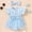 Blue, variant on Baby Girl Summer Romper Dress Ruffled Sleeve Flower Embroidery Mesh Skirt Hem Ribbed Bodysuit Twin Girl Baby Outfits Romper Dress for Baby Girls