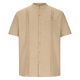 thumbnail image 5 of Men’s Short Sleeve Cotton Linen Shirt Summer Beach Casual Top, 5 of 9