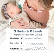 MomMed S21 Double Hands-Free Breast Pump, Leak-Proof Design, 3 Modes & 12 Vacuum Levels Electric Pink Wearable Breast Pump with Carrying Case