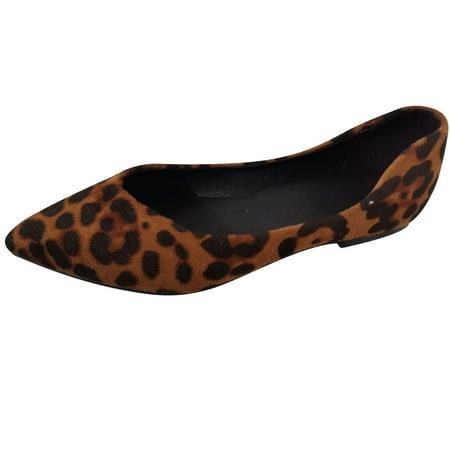 

Up to 30% off! Kukoosong Womens Comfort Flats Womens Shoes Retro Thick Sole Pointed Flat Sole Leopard Female Sandals Casual Shoes for Women Brown 39