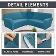 thumbnail image 4 of TOPCHANCES 3-Piece L Shape Sofa Slipcover, Sectional Couch Cover with a Middle Console, 5 Seat Velvet Corner Sofa Cover, Blue, 4 of 9
