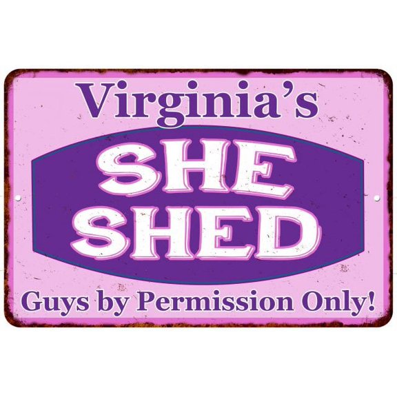 Virginia's Purple & Pink SHE SHED Vintage Sign 12x18 Wall Décor 112180040444
