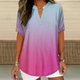 thumbnail image 2 of Inverlee Button Up Shirts Women Summer Short Sleeve Tops Cute Boho Gradient Print T Shirts Lightweight Holiday Tunic Blouse Summer Fashion, 2 of 6