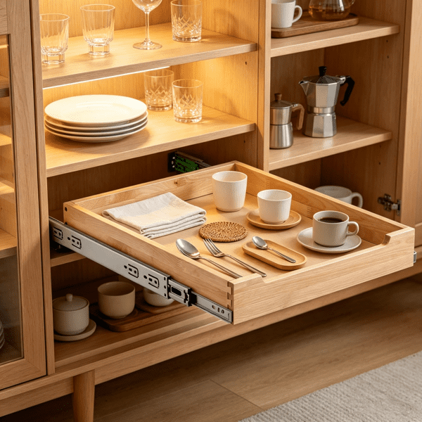 Pull Out Cabinet Organizer, Soft Close Sliding Wood Shelf, Heavy-Duty Slide Out Drawer for Kitchen, Pantry & Bathroom, 17"W x 21"D
