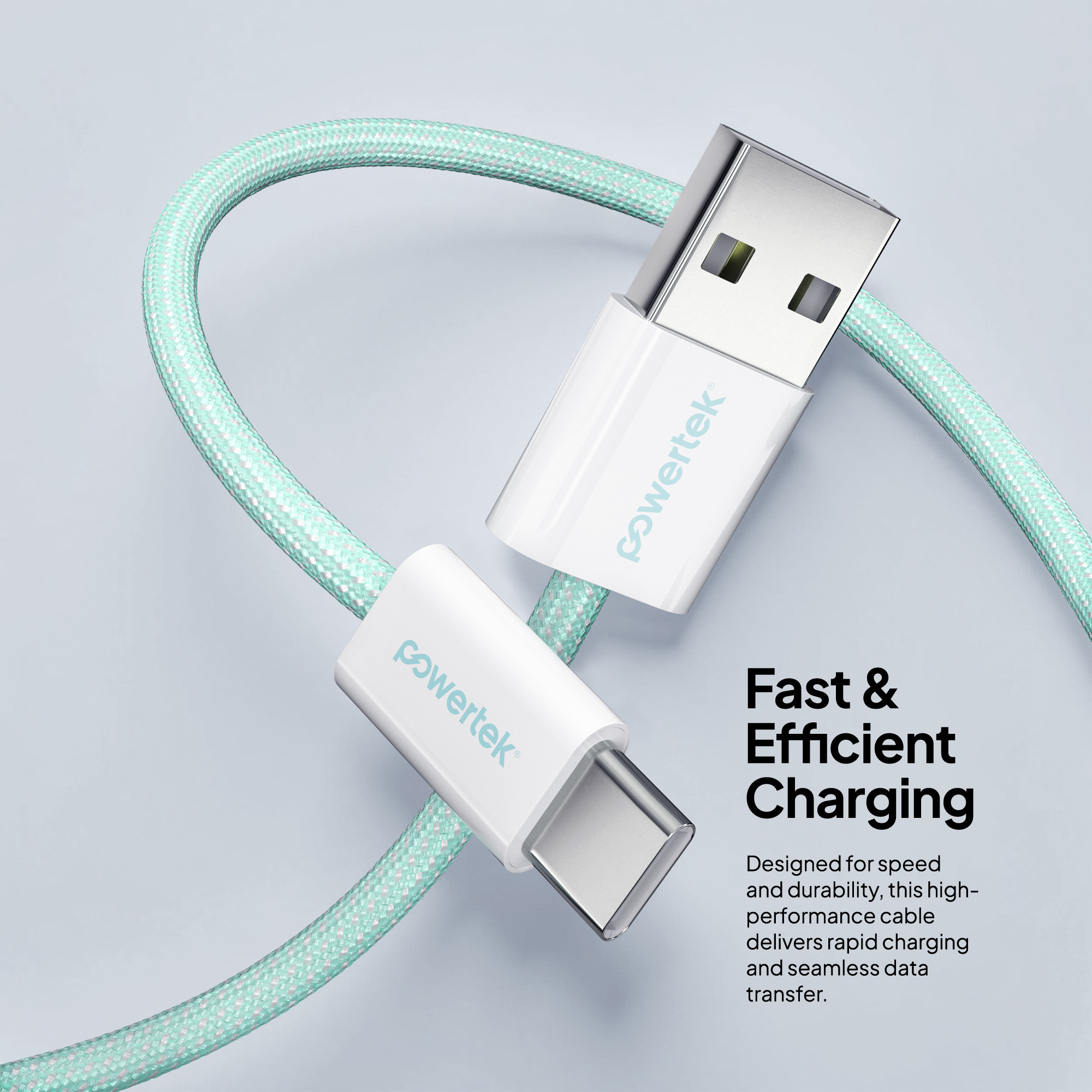 Liquipel Powertek Pastel Braided USB-A to USB-C - Mint
