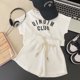 thumbnail image 3 of Conjunto deportivo de camiseta y pantalones cortos para niños y niñas, conjunto de 2 piezas, estilo de moda, traje de verano, ropa informal, 3 of 5