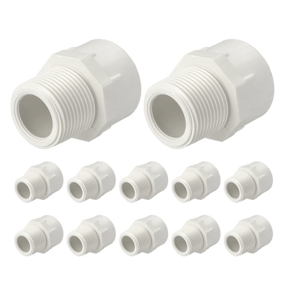 Uxcell 12Pcs 1" Pipe Fitting, SCH40 (Male Thread x SOC) NPT Male Thread Adapter, Slip Coupling Connector for Furniture Assembly, Irrigation System