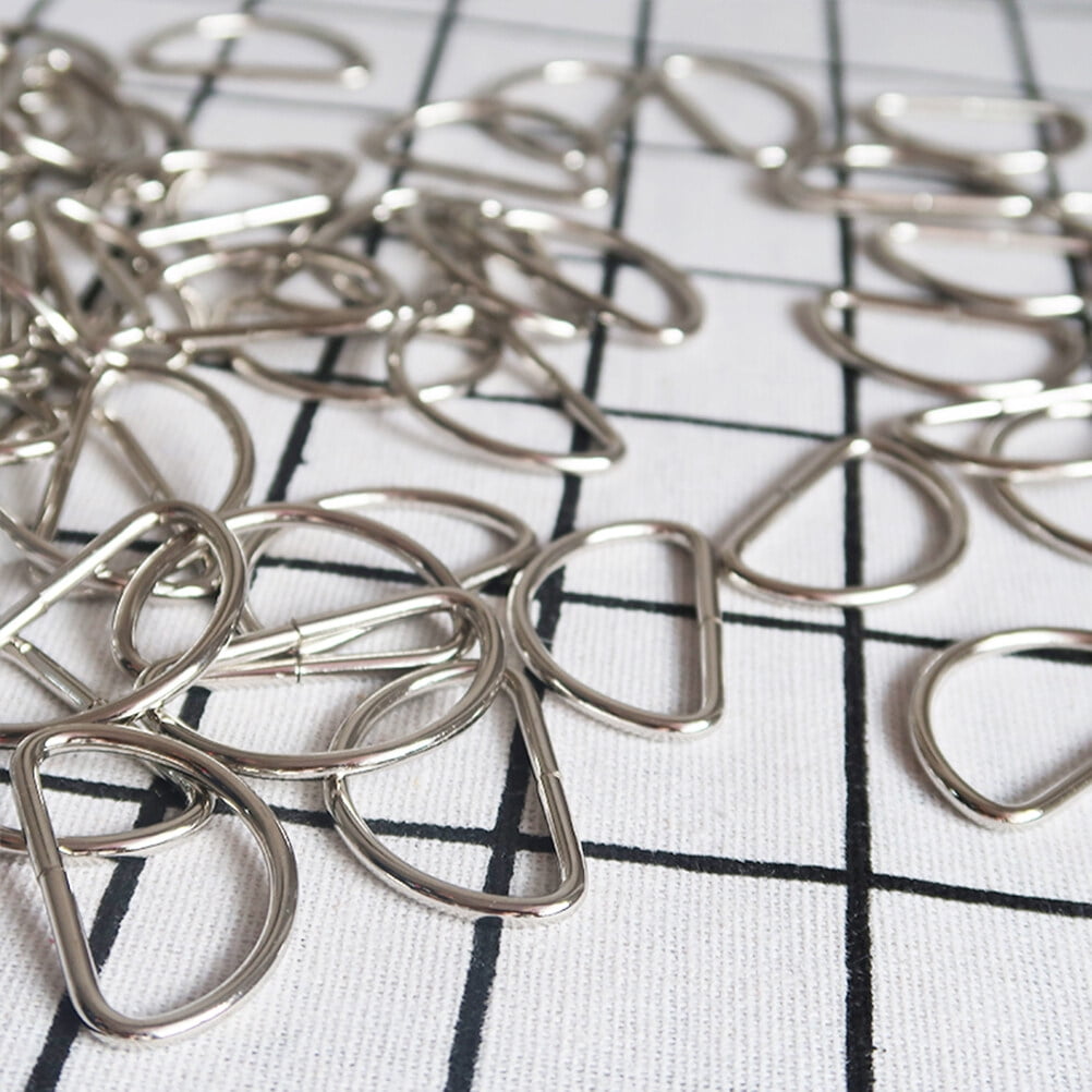 BESTOYARD 100Pcs Plated Silver D Ring Buckle for Craft Use Durable Metal Rings for Bags and Belts
