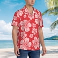 thumbnail image 2 of Lsque Red Hibiscus Flower pattern Hawaiian Shirt for Men, Unisex Summer Beach Casual Short Sleeve Button Down Shirts-X-Large, 2 of 9