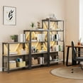 thumbnail image 3 of 3 Tier Book Shelf with LED Lights, Grey Industrial Metal Display Book Case, Open Book Shelf Organizer, Tall Bookshelf, Heavy Duty Storage Bookcase for Bedroom Office Living Room, 3 of 7