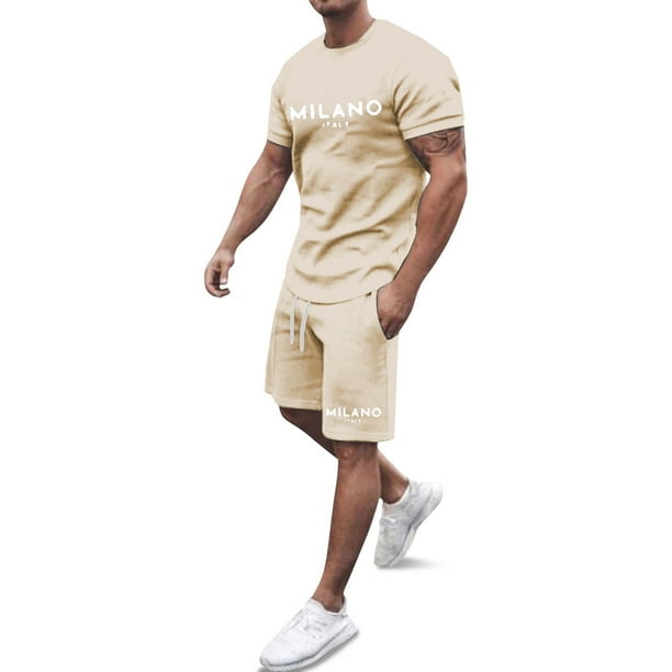WILLBEST Conjunto de Dos Piezas de Camiseta y Pantalón Corto de Manga Corta para Hombre, con Camisa y Pantalón Corto 1711