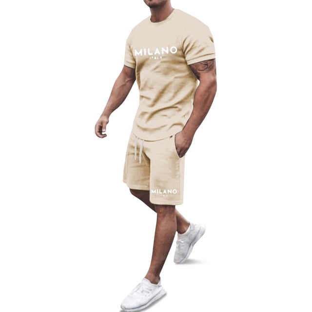 WILLBEST Conjunto de Dos Piezas de Camiseta y Pantalón Corto de Manga Corta para Hombre, con Camisa y Pantalón Corto 1708