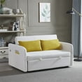 thumbnail image 3 of ARCTICSCORPION Modern Convertible Velvet Sofa Bed with USB Port and Adjustable Backrest, White, 3 of 7