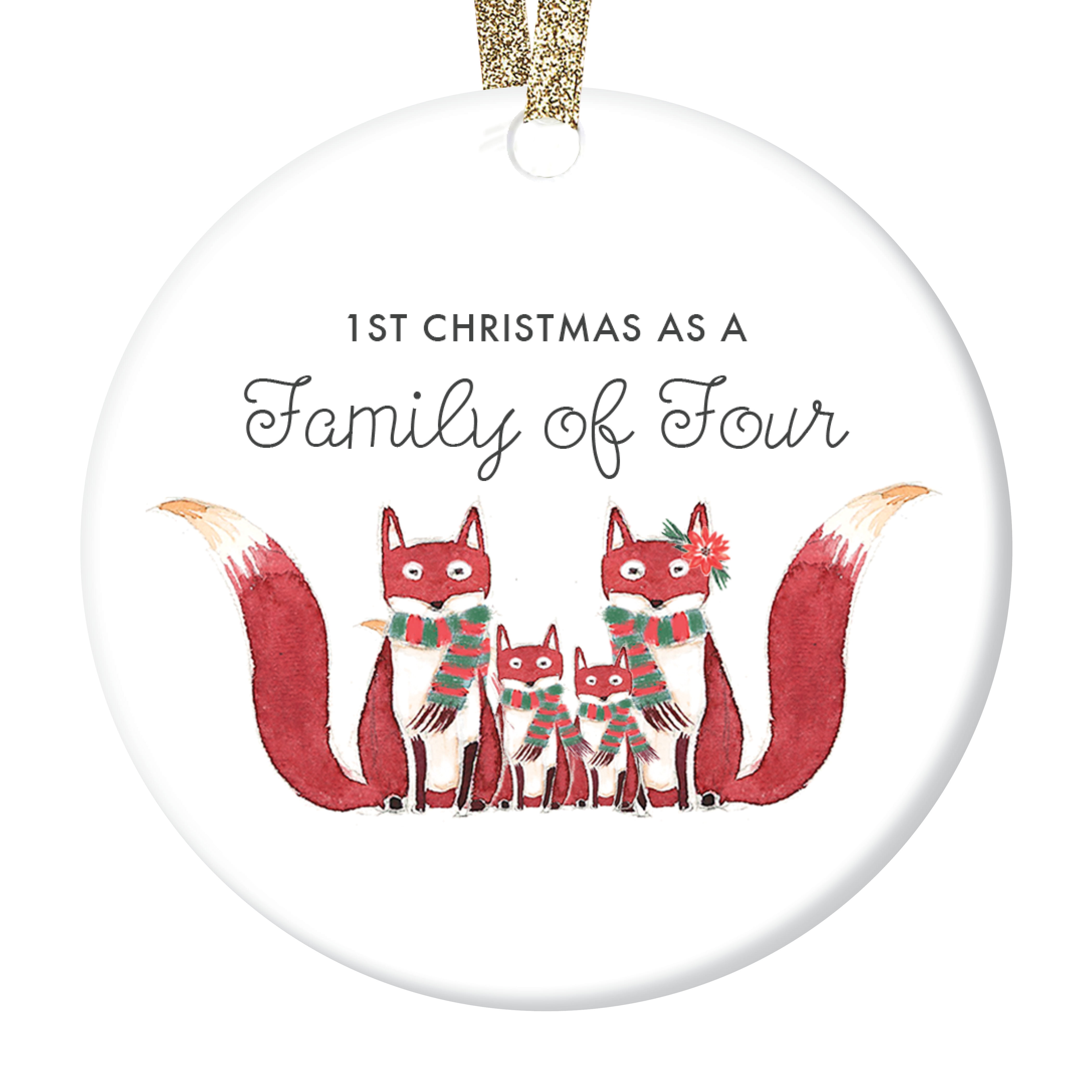Family of 5 Fox Valley Traders Family and Dog Ornament 