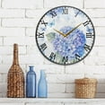 thumbnail image 6 of Round Clock Wall Clock Decorative Clock 9.5" Sizes Blue Hydrangea Pattern, 6 of 9