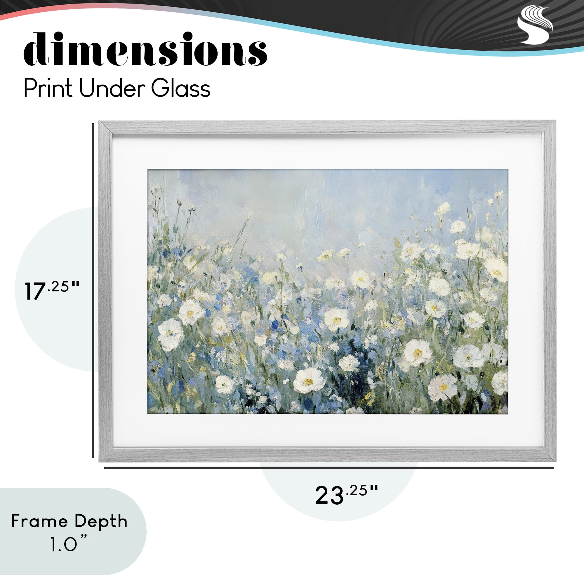 Stupell Industries Meadow Foliage Dream Gray Framed Print Under Glass, design by Petal Prints Design