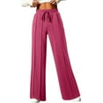 thumbnail image 4 of XFLWAM High Waisted Sweatpants for Women Straight Leg Elastic Elevated Seams Joggers Wide Leg Drawstring Loose Sweat Lounge Pants with Pockets Hot Pink L, 4 of 9