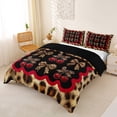 thumbnail image 3 of Erosebridal Kawaii Cherry Duvet Cover Set for Girls, Cheetah Print Bow Bedding Full, Black Reversible, 1 Duvet Cover and 2 Pillowcases (No Comforter), 3 of 5