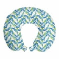 thumbnail image 1 of Leaves Travel Pillow Neck Rest, Tropical Plantation Branches Summer Time Island Botany Painted by Hand, Memory Foam Traveling Accessory Airplane and Car, 12", Sky Blue Green and White, by Ambesonne, 1 of 2