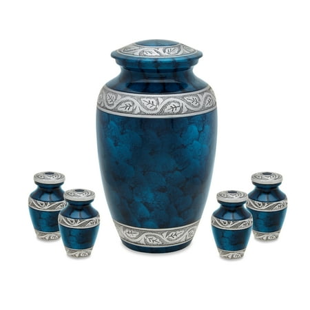 Deruta Italian Pottery Urns Urnsdirect2u Middleton Blue Adult Cremation Urn with four tokens, 232 cubic inches ()