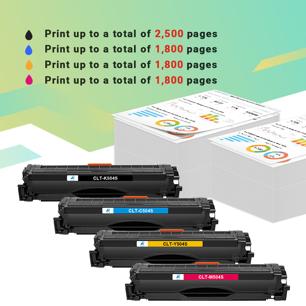 A AZTECH 6-Pack Compatible Toner Cartridge for Samsung CLT-K504S K504 CLP-415 CLX-4195 Xprss SL-C1810W C1860FW (3*Black,Cyan,Magenta,Yellow) - image 3 of 11
