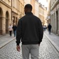thumbnail image 4 of Dwelliawo Mens Zip Up Sweatshirt No Hood Mock Neck Sweatshirts Men's Fleece Jackets Full Zip Lightweight Jacket Seam Pocket Black M, 4 of 6