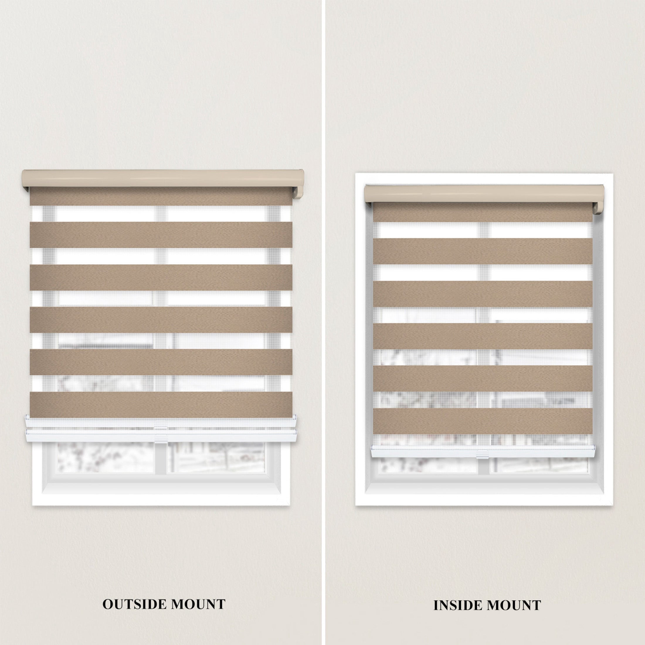 CHICOLOGY Blackout Zebra Roller Shades |17.25"W X 72"H| Dual Layer Light Filtering Blinds | Cordless Window Shades for Home & Office | Easy Install | Cool Brown