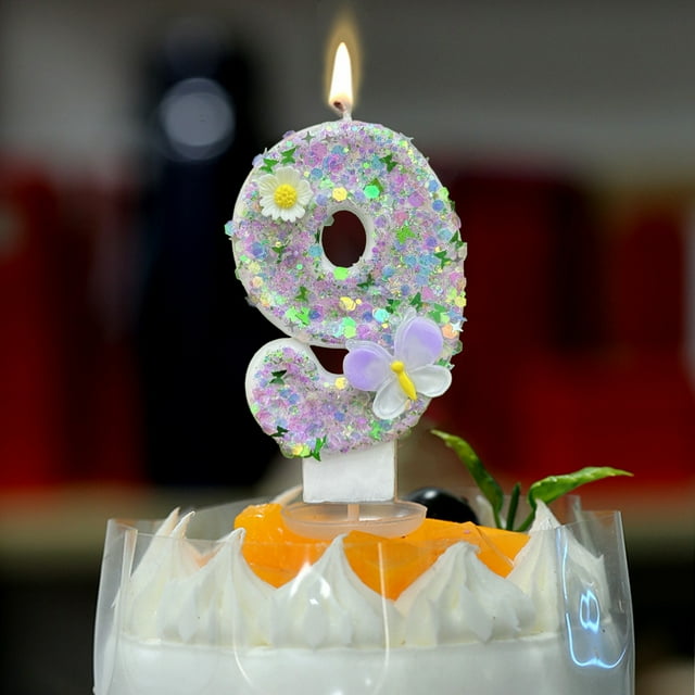 Vela con Número Multicolor, Diseño Floral Decorativo, Aspecto Brillante y Festivo, Decoración para Tarta de Cumpleaños, Elemento Esencial para Fiestas Personalizadas, Fácil de Colocar, Tamaño 4 X 7 C