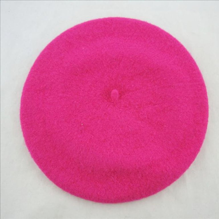 Neon Pink Stretchy Solid Beret Hat Wheebo French Beret Hat,Reversible Solid Color Cashmere  main image 2