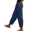 thumbnail image 5 of LIaqionyy Pant for Women Casual Trendy Pants Solid Color Loose Elastic Waist Straight Leg Trousers with Pocket, 5 of 5