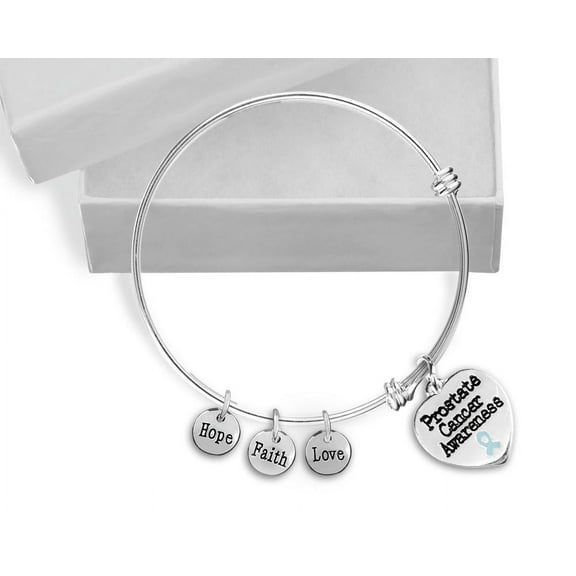 Prostate Cancer Heart Retractable Charm Bracelets