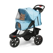 Karmas Product Pet Stroller, Foldable with Storage Basket, Wagon for Cats, Dogs, Pet Babies, Blue