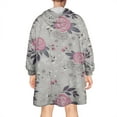 thumbnail image 2 of Wearable Oversized Blanket,Pioneer Flower Floral Print Pattern Wearable Blanket Hoodie for Adults,Cozy Hooded Blankets with Super Pockets,Super Warm Fuzzy Pullover for Women & Men, 2 of 6