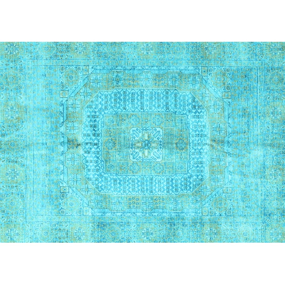 Ahgly Company Indoor Rectangle Abstract Light Blue Modern Area Rugs, 7' x 10'