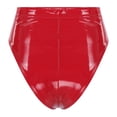 thumbnail image 2 of TiaoBug Culottes Bikini à Fermeture Éclair pour Femmes en Cuir Verni avec Boucles Rouge m, 2 of 6