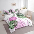 thumbnail image 3 of Homewish Geometric Dahlia Floral 7 Pieces Bedding Comforter Set,Waves Stripe Lines Full Bedding Set,Pink Green White Fitted Sheet Flat Sheet For Adults,Super Cozy Room Decor, 3 of 8