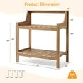 thumbnail image 4 of ROGALIS HDPS Outdoor Potting Bench Table w/4 Hooks & 3 Shelves, All-Weather, No Rust/Fade, Teak, 4 of 7