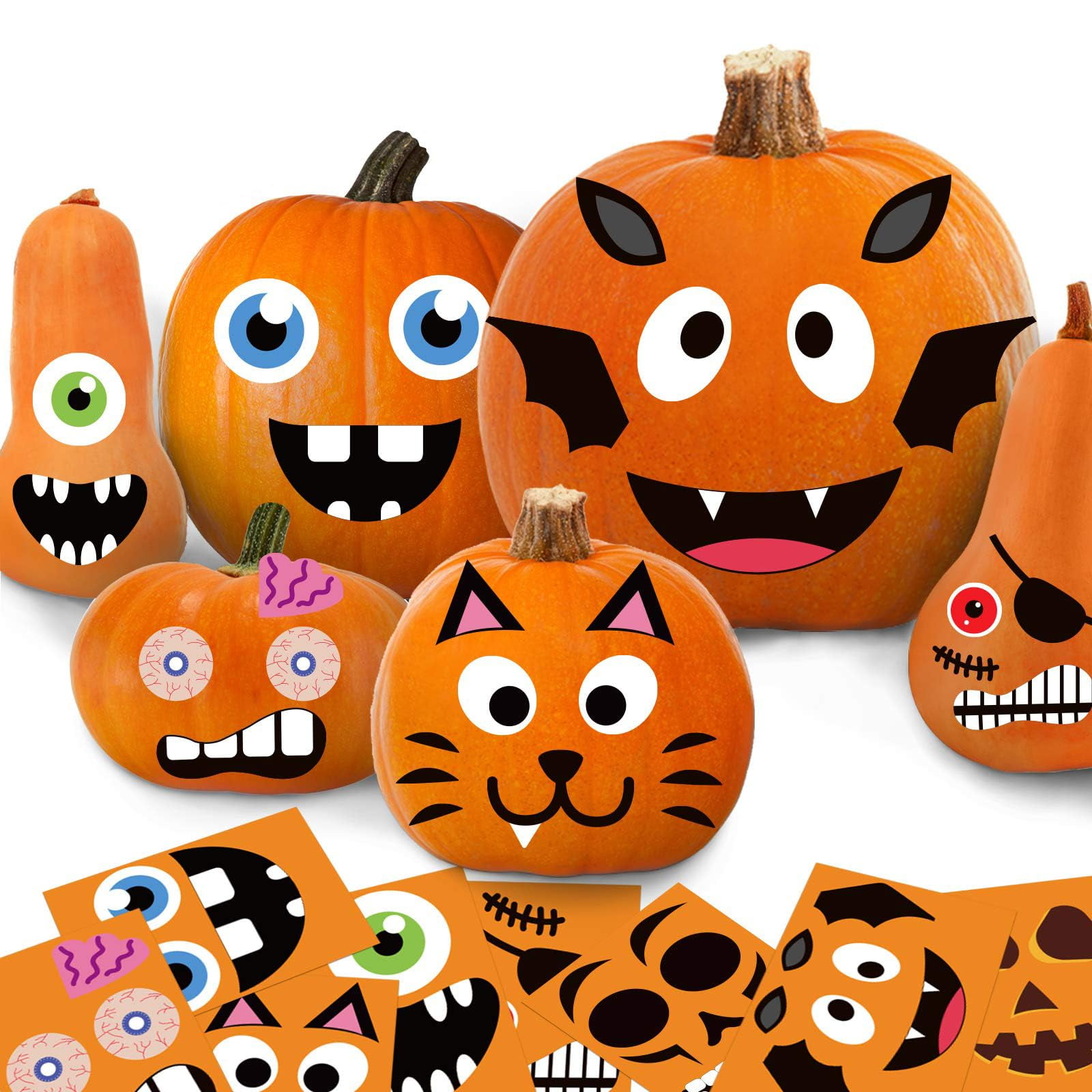 Joykindom Halloween Pumpkin Decorating Kit 24 Sheets DIY Jack O Lantern Stickers Halloween Crafts Party Favors Activities for Kids Toddlers