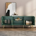 thumbnail image 7 of HLR 63'' Modern TV Stand for 65/70/75 inch TV, Entertainment Center with Storage Cabinet, Mid Century Green TV Stand,Embossed Pattern TV Console, TV Media Console for Living Room, Bedroom, 7 of 7