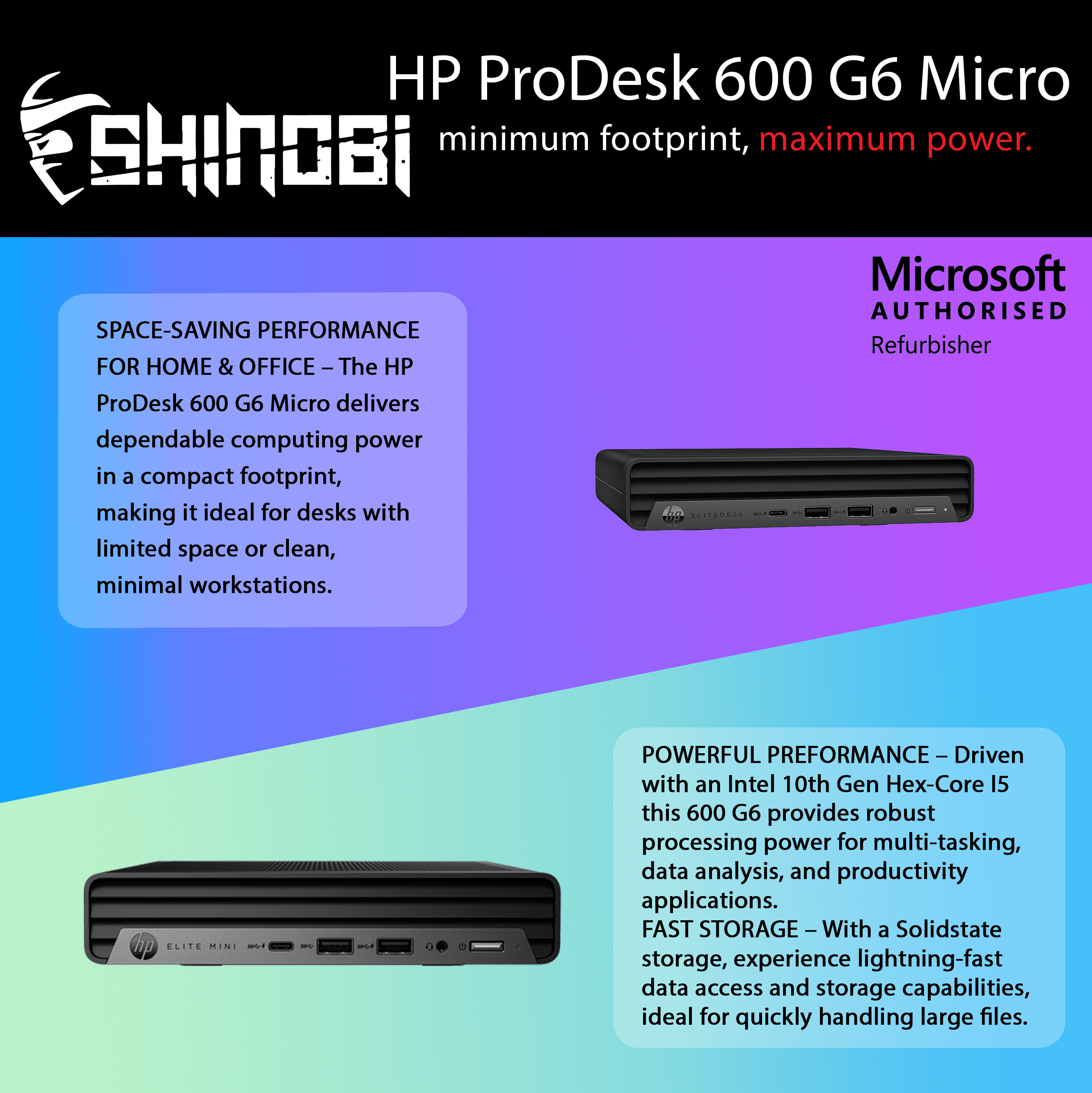 Restored HP ProDesk 600 G6 Mini PC | Intel Core i5-10500T | 32GB RAM | 1TB NVMe | Built in Wi-Fi BT | Windows 11 Pro | Mini Desktop Computer (Refurbished)