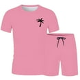 thumbnail image 5 of LEKDFST Men's 2 Piece Short Sets Graphic Print Short Sleeve T Shirts and Drawstring Shorts Clothing Set Pink L4, 5 of 5