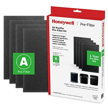 

Honeywell HRF-A100 Air Purifier Pre Kit Filter 4-Pack - Allergen Air Filter Targets Dust VOC Pet Kitchen and Wildfire/Smoke Odors