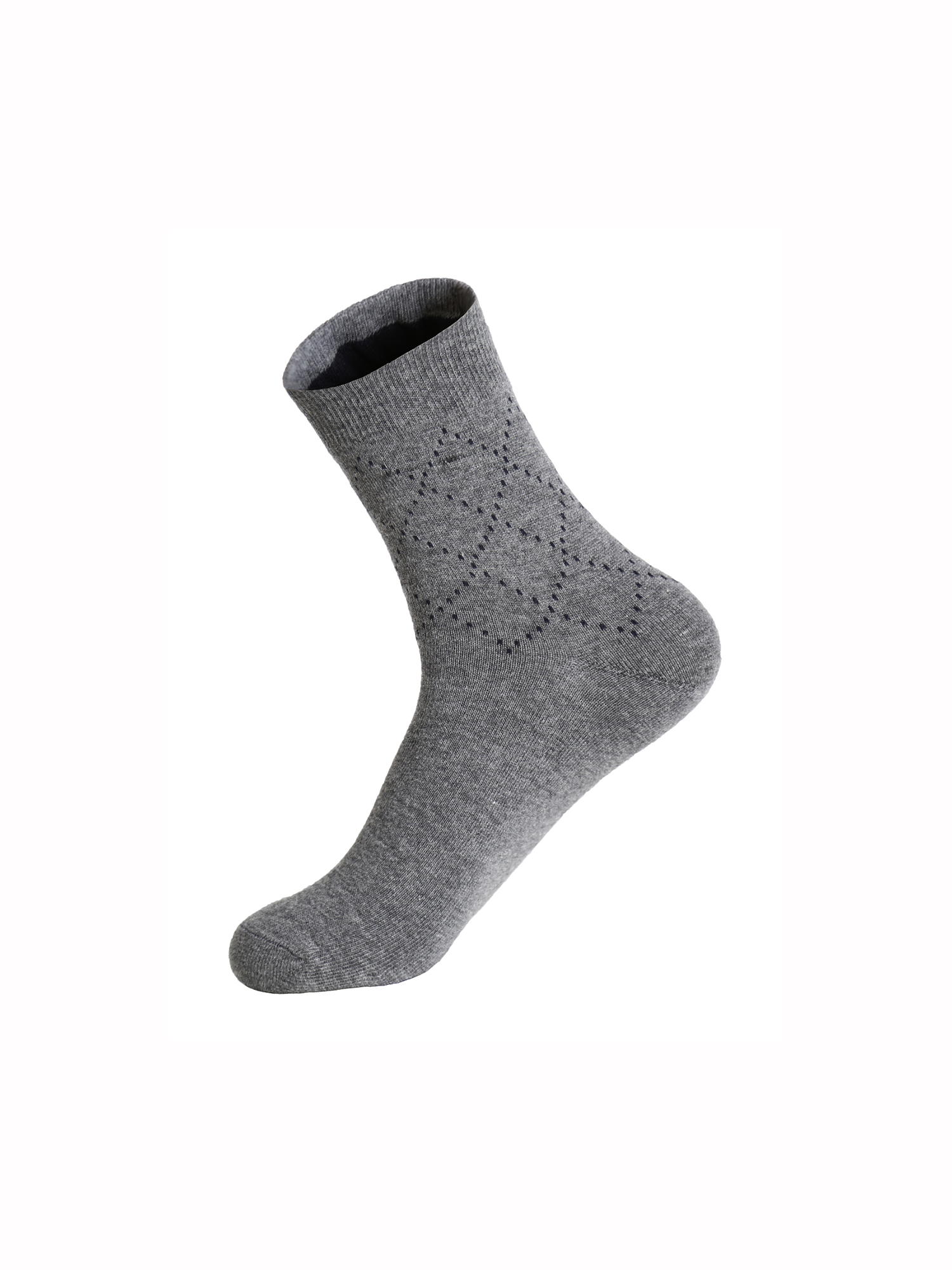 Men 5 pairs Ankle Length Elastic Cuff Argyle Socks Dark Gray 1013