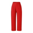 thumbnail image 2 of Gubotare Women Pants Casual Work Women's Casual Lantern Tapered Harem Pants Loose Fit Style Flax Ankle Trousers Summer Slacks with Pocket (Red,M), 2 of 5